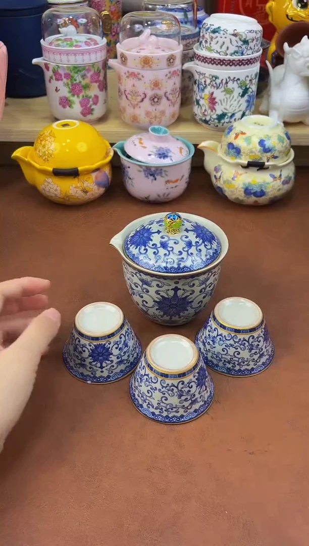 陶瓷茶具摆件旅行套组