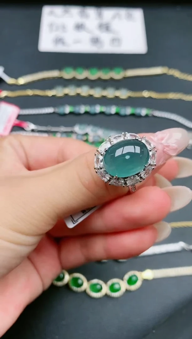 翡翠戒指银S925镶嵌11111