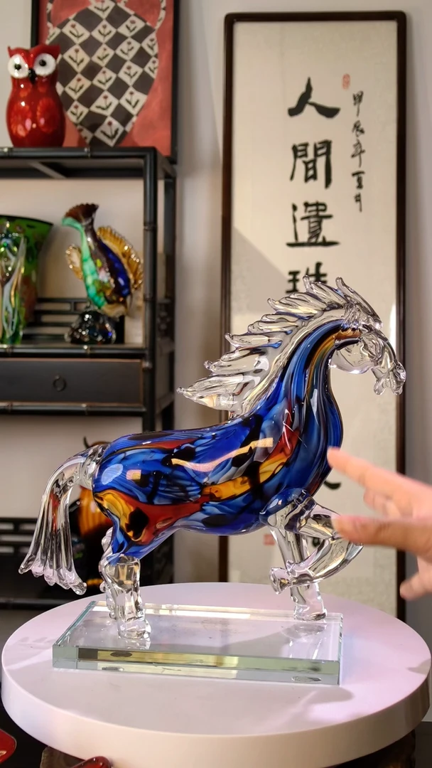 手工艺品琉璃马到成功琉璃摆件