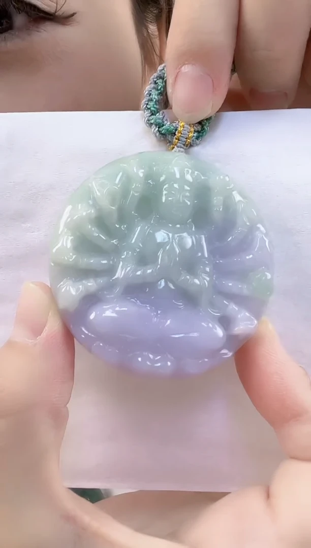 颈饰未镶嵌翡翠孤品翡翠A货千手观音吊坠