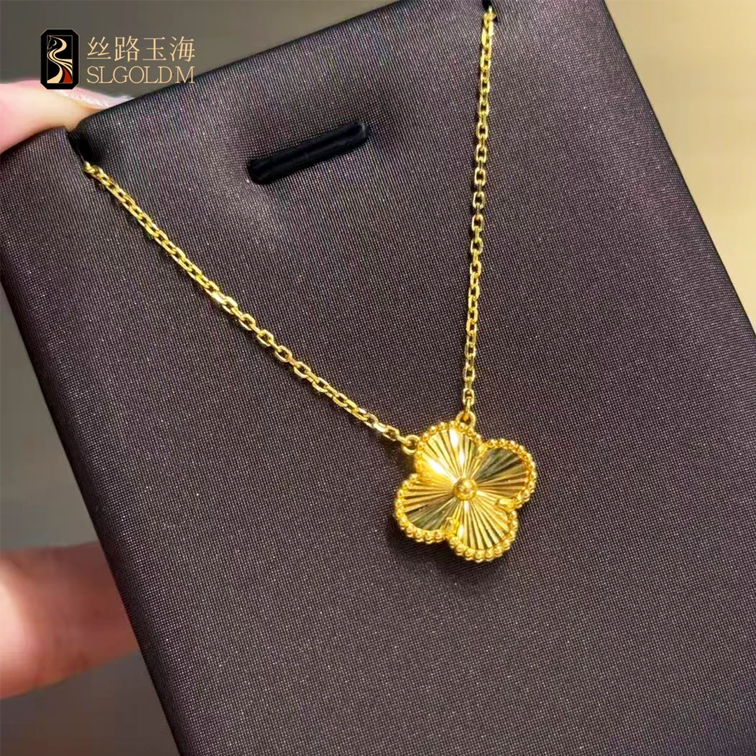 镭射足金四叶草项链简约精致清新ins百搭