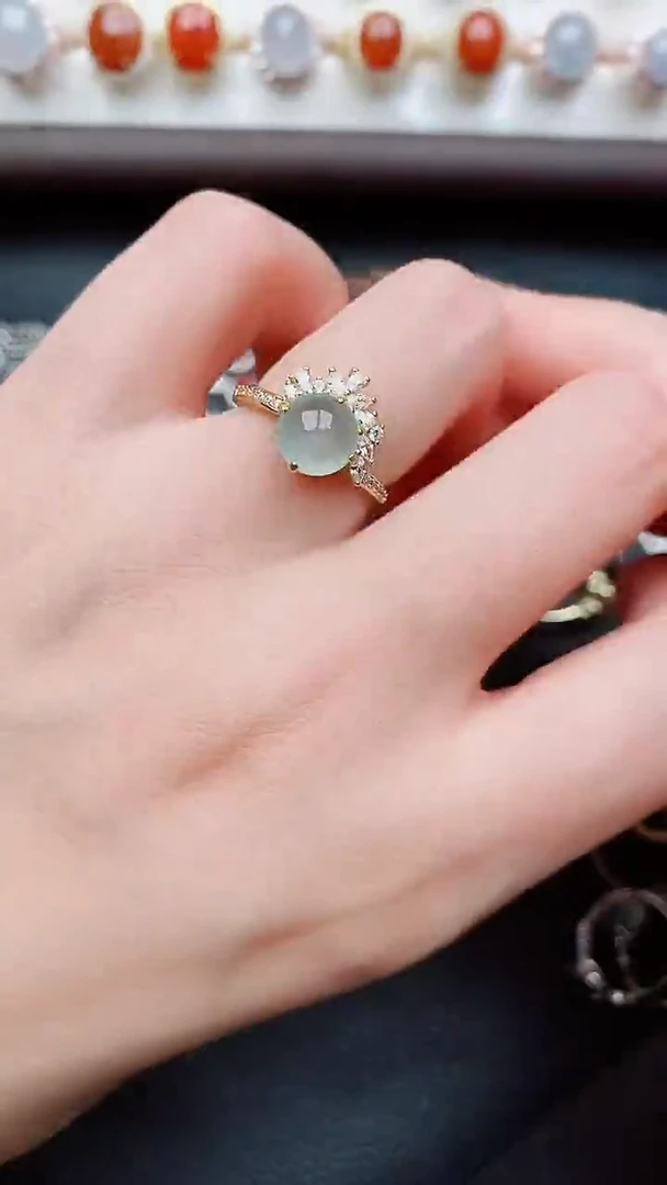银S925镶嵌戒指翡翠...