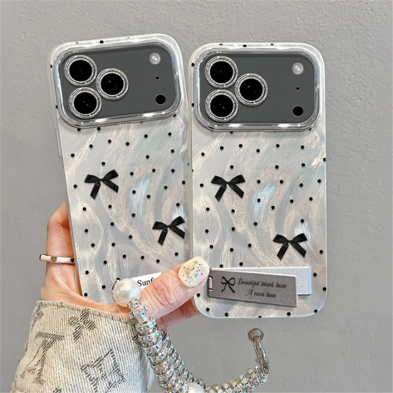 波点蝴蝶结适用苹果17promax手机壳新款荣耀400pro小众华为pura80