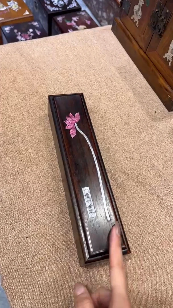 木线香盒 线香盒 荷花