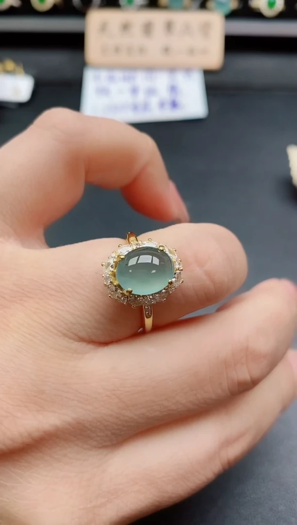 银S925镶嵌戒指翡翠1