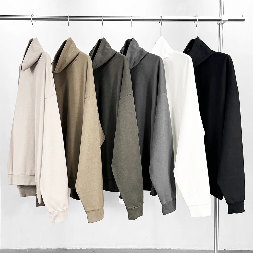 美式复古内搭打底衫男潮牌堆堆领宽松长袖T恤ins纯色百搭休闲卫衣