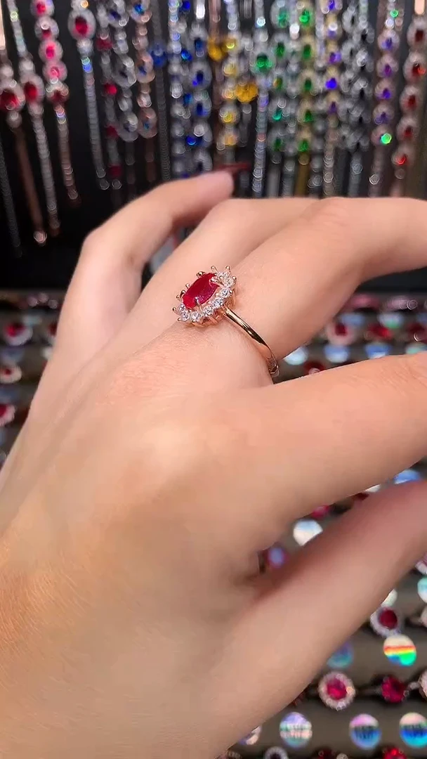【闪购商品】红宝石戒指银S925镶嵌5.7玫瑰金