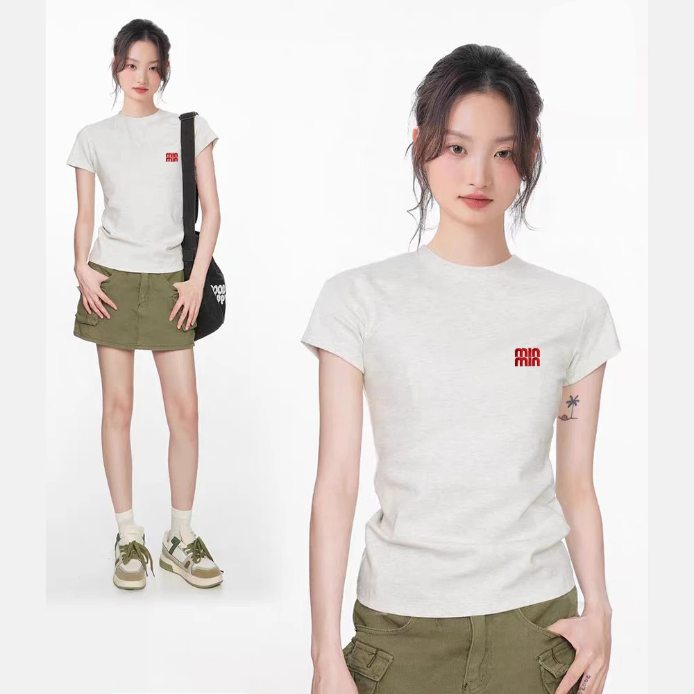 [万针刺绣]春季女款欧若风简约纯色短袖T恤显瘦上衣