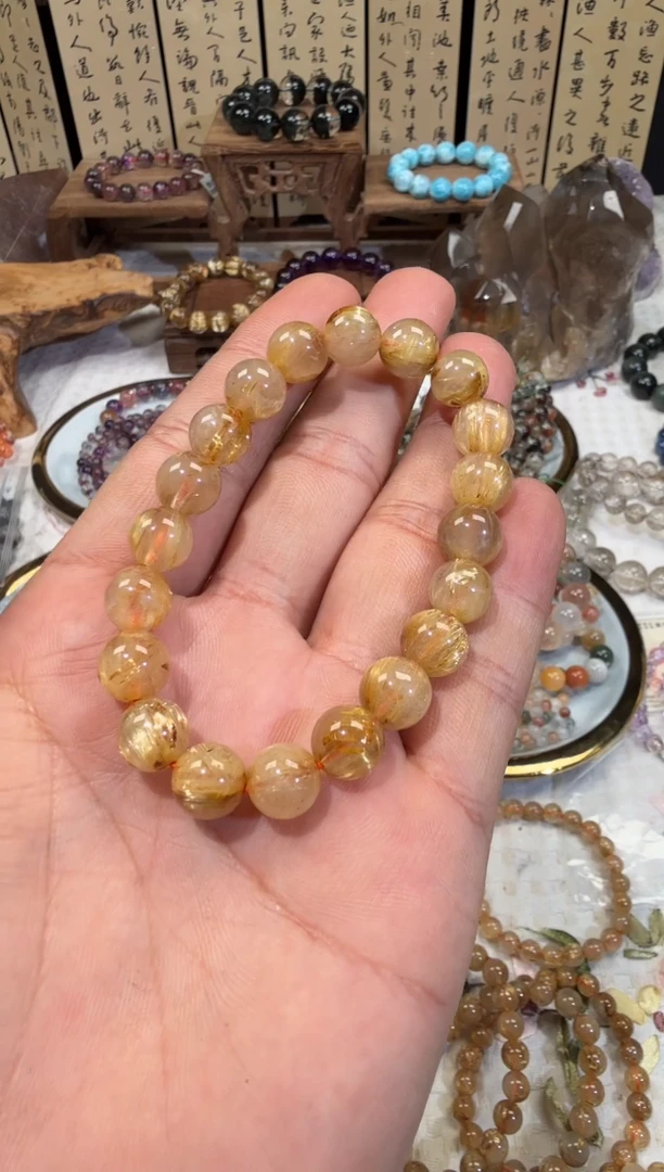 未镶嵌手串水晶SJ-49金发晶钛金 天然水晶 默认微瑕