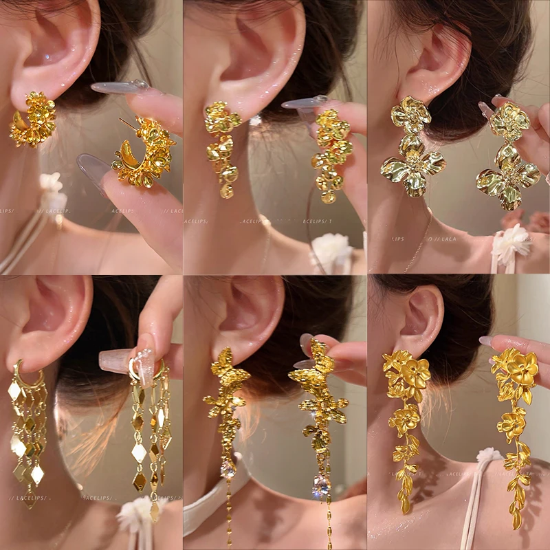 爆闪菱形流苏耳环女2025新款爆款轻奢高级感耳钉气质独特耳扣耳饰