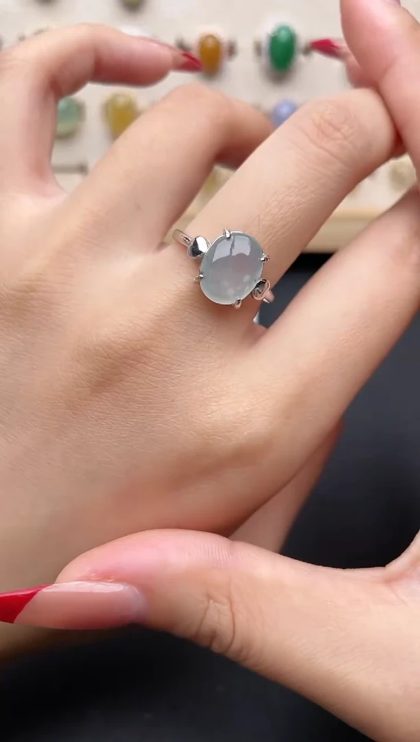 【闪购商品】翡翠戒指银S925镶嵌一物一证一礼盒