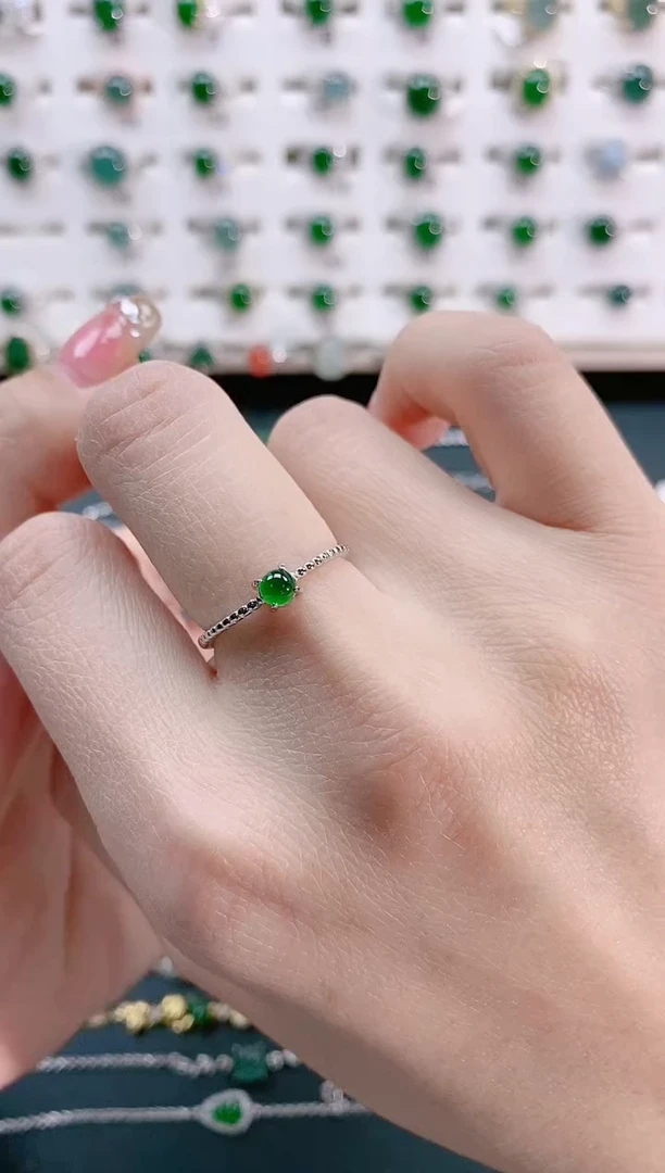 【闪购商品】翡翠戒指银S925镶嵌天然翡翠