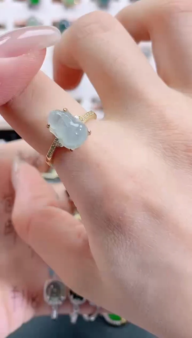 银S925镶嵌戒指翡翠天然翡翠