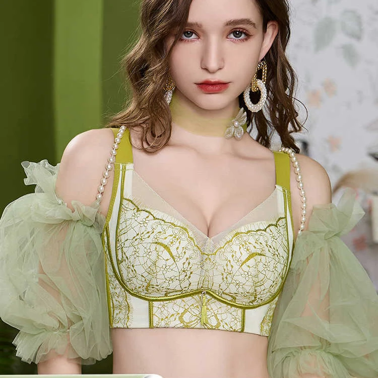 东方美人院线调整型蕾丝收副乳舒适无钢圈透气小胸中厚聚拢托文胸