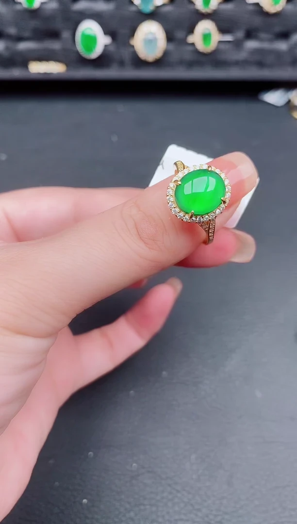 翡翠戒指银S925镶嵌天然a货翡翠264