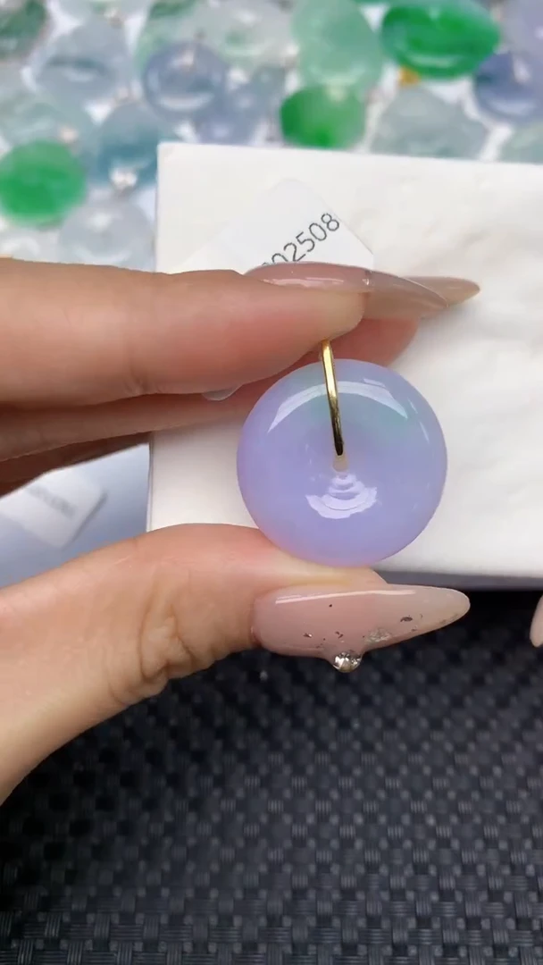 颈饰18K金镶嵌翡翠天然缅甸翡翠a货百元以上9元证书费自理