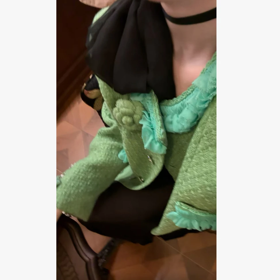 资雅 高端手工坊系列 私服高定撞色织带羊毛小香风外套