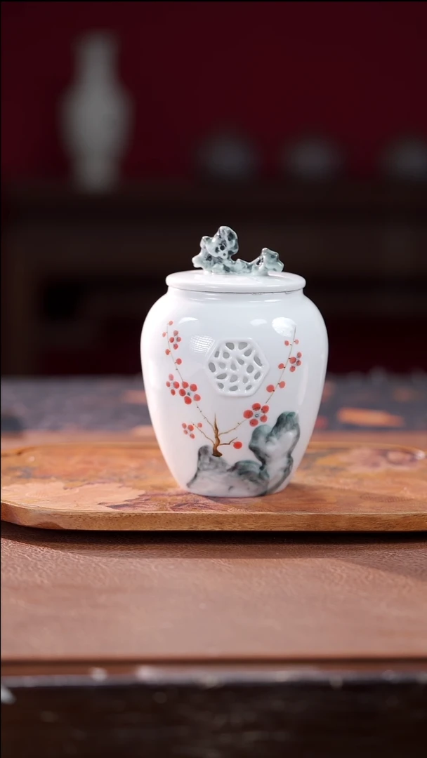 太湖石开窗茶叶罐