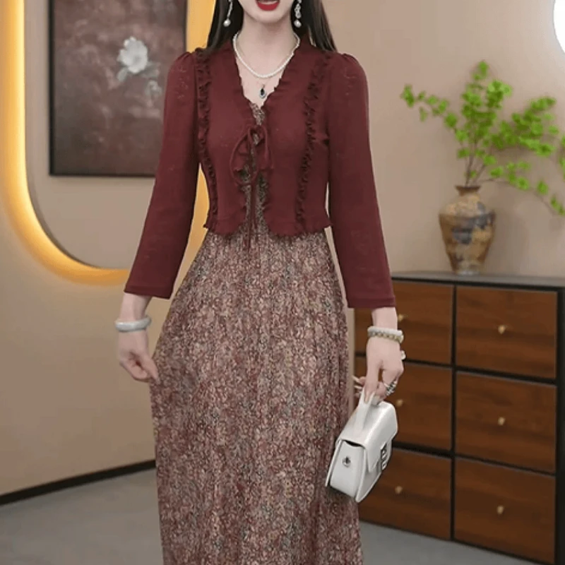 A531【外衫+连衣裙】2025早秋新款高贵精致时尚显瘦连衣裙两件套