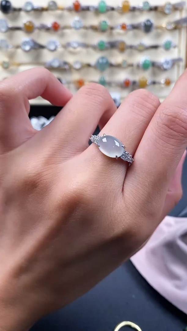 银S925镶嵌戒指翡翠44444444+7