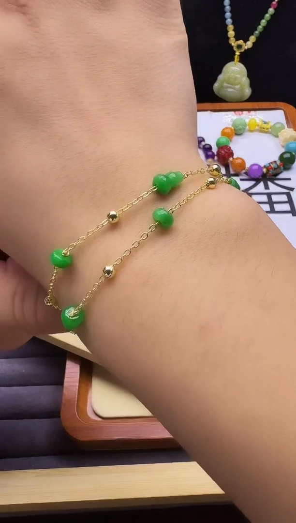 翡翠14K金镶嵌颈饰X76