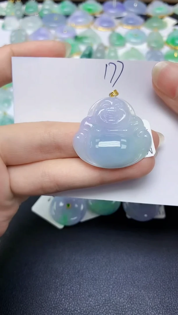 翡翠18K金镶嵌颈饰天然缅甸翡翠A货