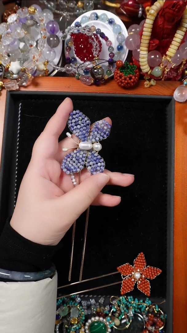 未镶嵌东陵石发簪蓝东陵发簪