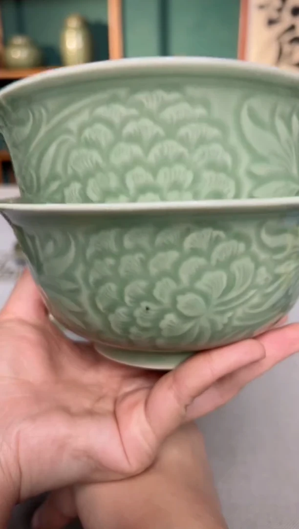 【闪购商品】其他耀州窑5.5寸塔式牡丹碗微瑕福利2只
