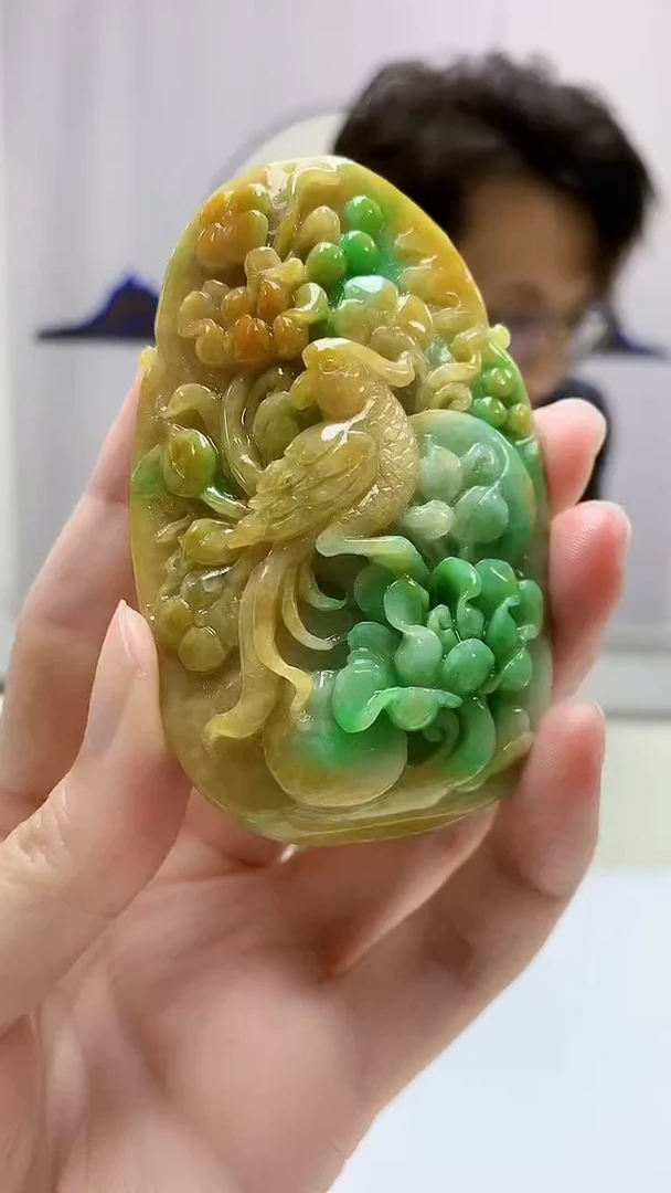 定制翡翠未镶嵌5159zm-毛货挂件凤凰106