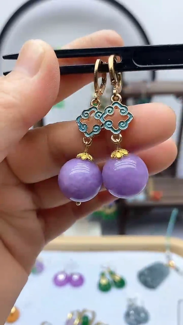 耳饰锂辉石银S925镶嵌182