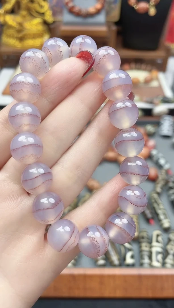 玛瑙/玉髓散珠冰透一线药师手串