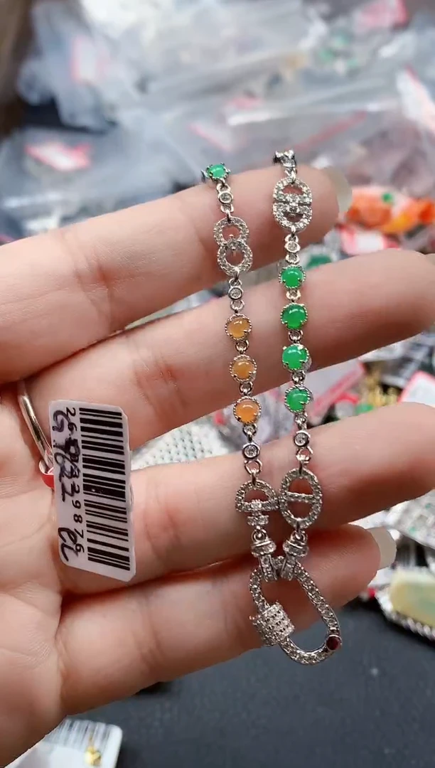 银S925镶嵌戒指翡翠天然A货缅甸翡翠