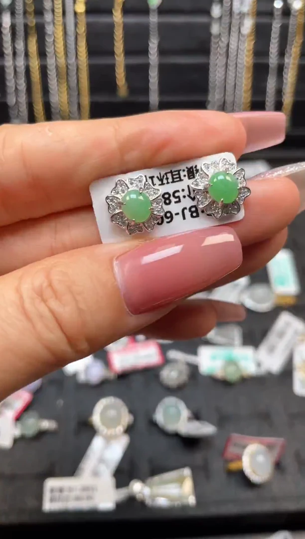 银S925镶嵌戒指翡翠天然翡翠A货