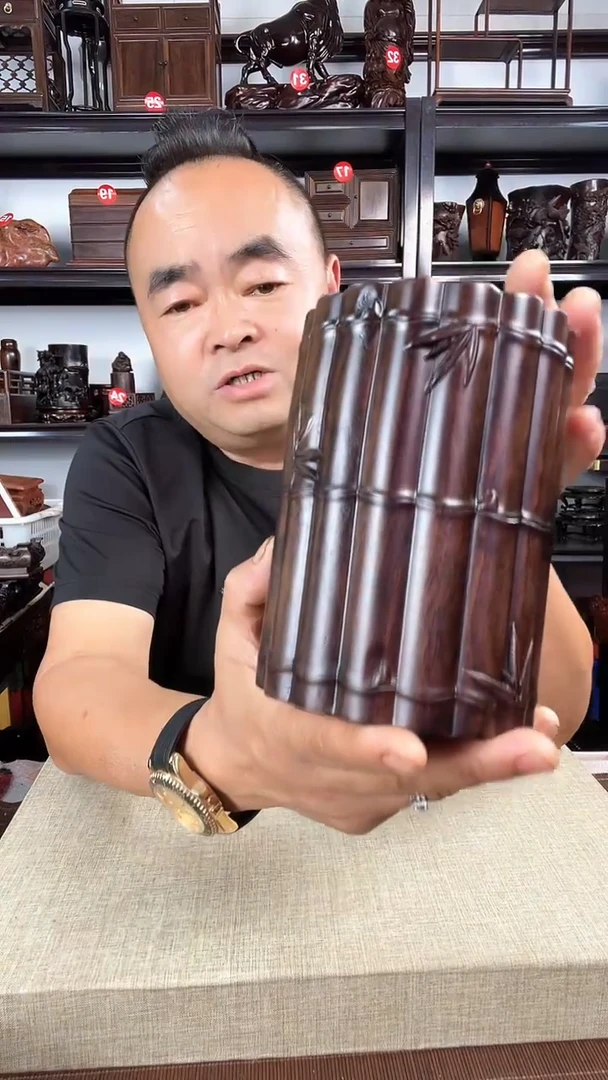 木竹节笔筒老李红木工艺品