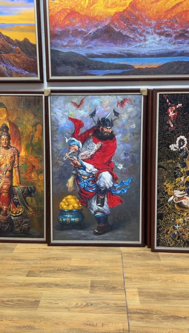 油画【张俊龙】钟馗原创油画艺术肌理版画玄关客厅办公室茶室