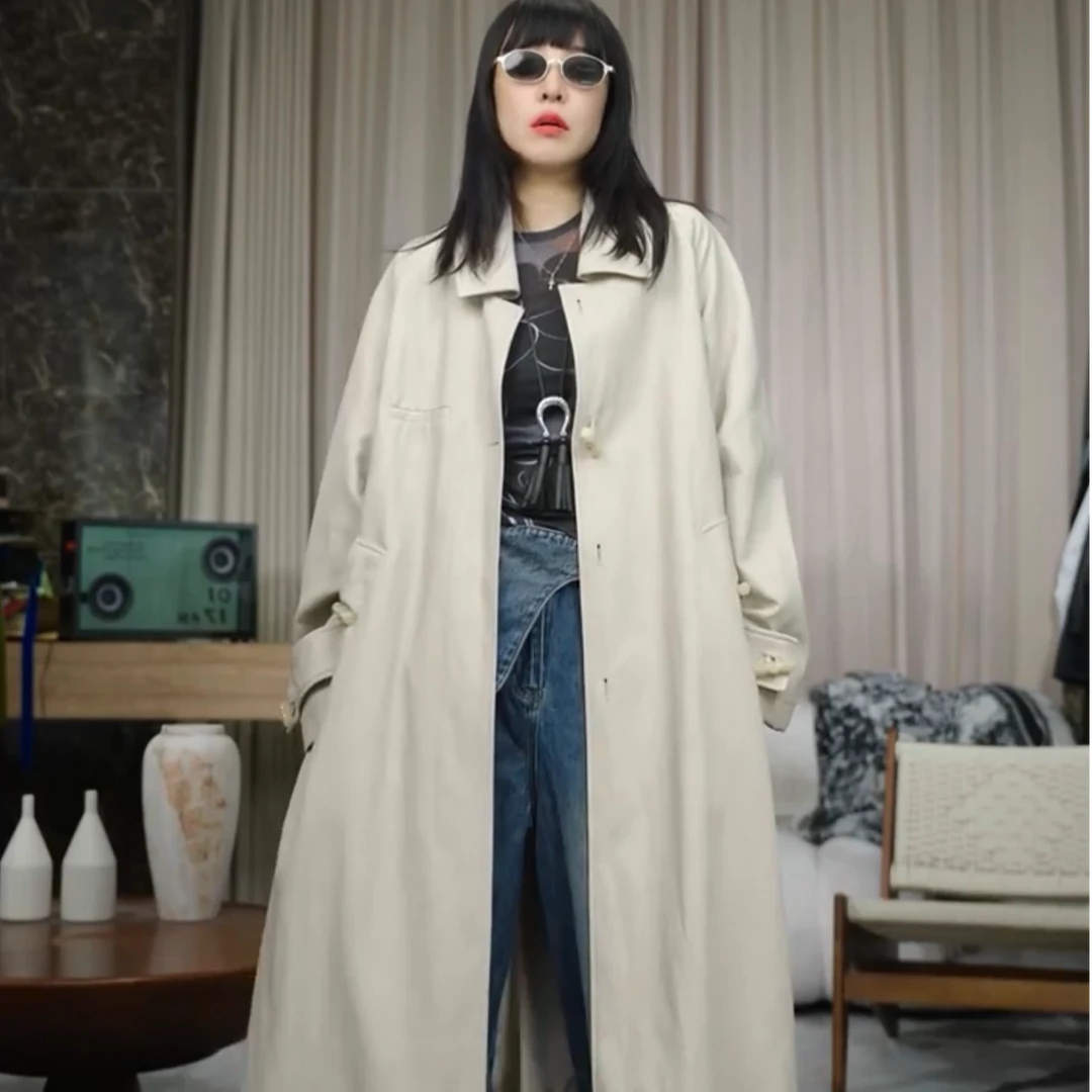 infobyfive20205秋冬新款长袖包扣翻领皮衣风衣外套四店NF0507017