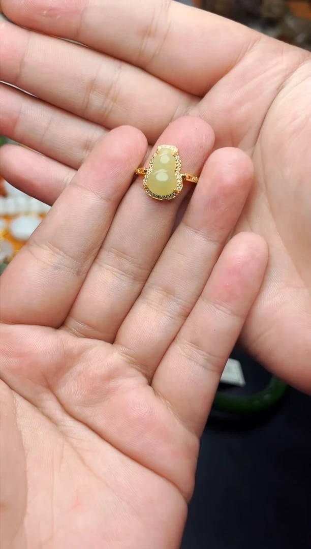 【闪购商品】和田玉戒指银S925镶嵌葫芦戒指01