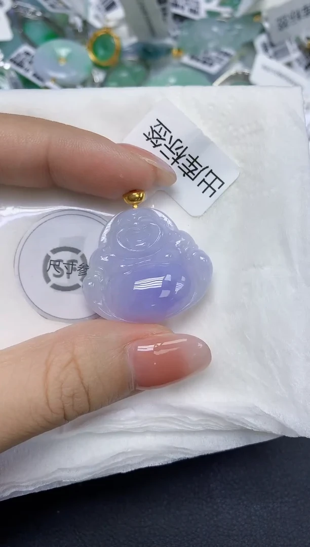 颈饰18K金镶嵌翡翠天然缅甸翡翠A货多样性发一件
