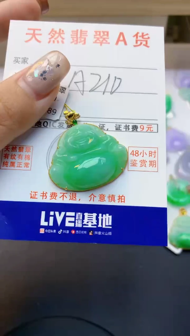 颈饰18K金镶嵌翡翠天然A货翡翠百元以上9元证书费自理