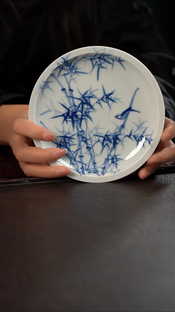 厚力煊竹报平安折沿壶承