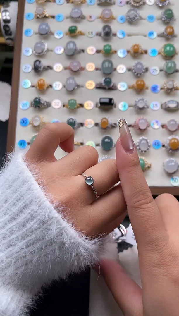 【闪购商品】翡翠戒指银S925镶嵌天然A货翡翠戒指