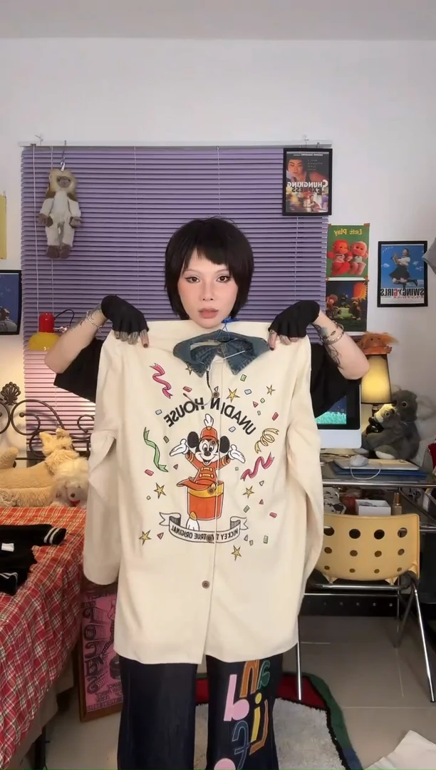 L米奇灯芯绒上衣衬衫