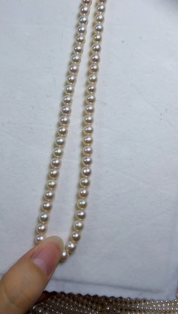 项链银S925镶嵌淡水珍珠6-7无核近正圆极微瑕