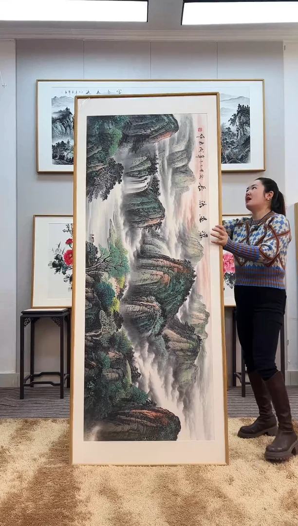 国画手绘山水202*82尺寸