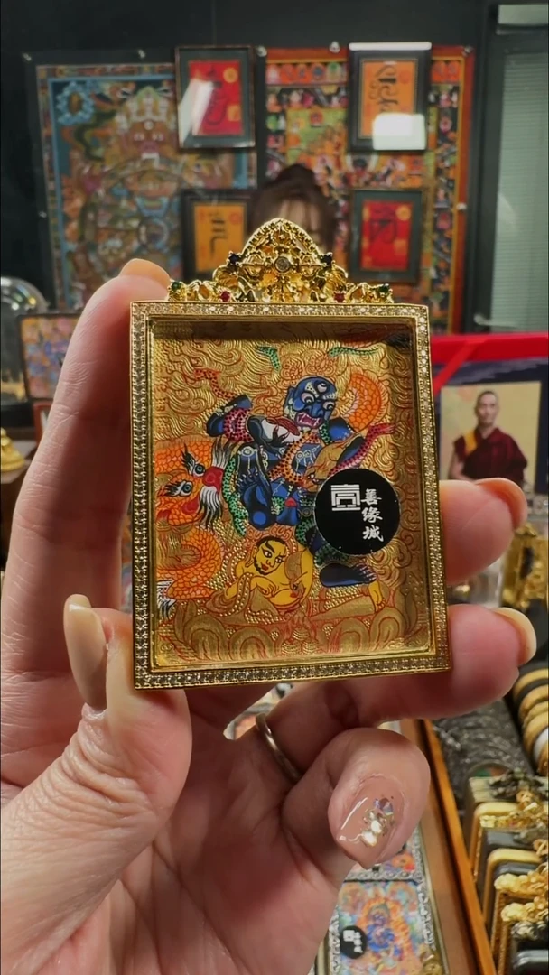 吊坠壹善缘城手绘唐卡黑c