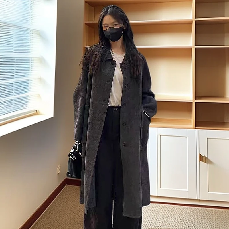 长款双面羊绒大衣女高级感2024秋冬新款超好看大口袋羊毛大衣外套