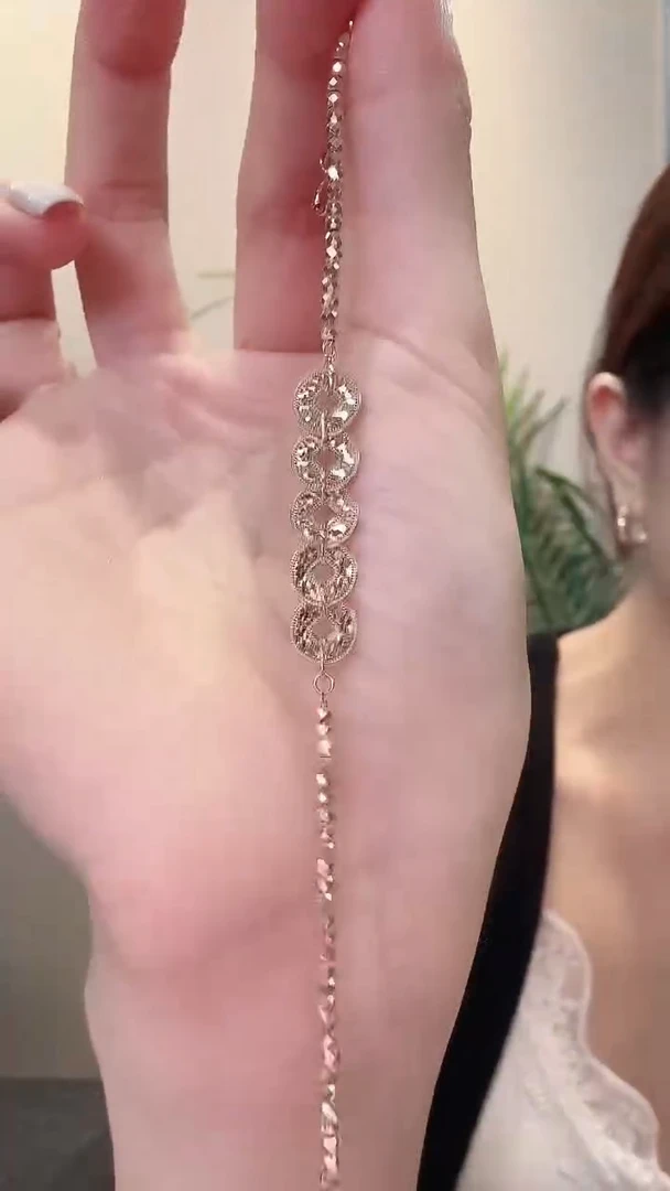 18K金手链18K金爆闪铜钱手链