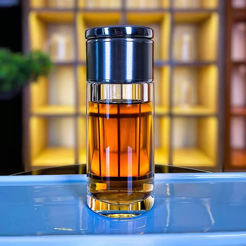 天然水晶杯原矿石高档轻奢手工户外家用商用茶杯316盖耐高温加厚
