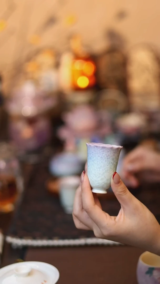 结晶釉粉青聚香杯