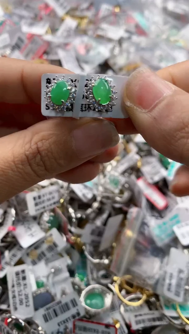 银S925镶嵌戒指翡翠555----6